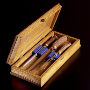 5) carving set box, oak